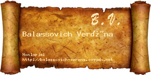 Balassovich Veréna névjegykártya